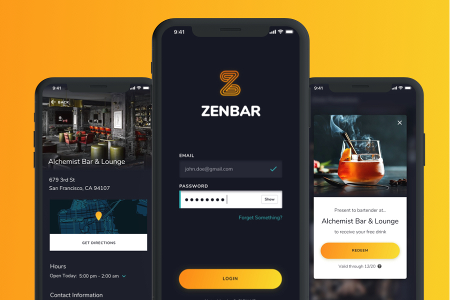 Sample of Zenbar app screens